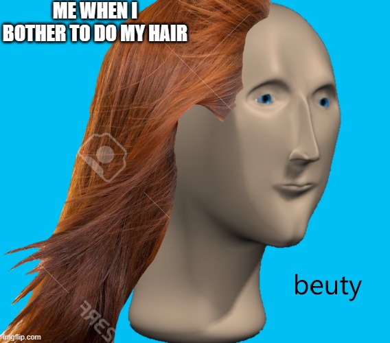 Beuty | ME WHEN I BOTHER TO DO MY HAIR | image tagged in beuty | made w/ Imgflip meme maker