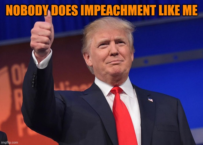 donald trump | NOBODY DOES IMPEACHMENT LIKE ME | image tagged in donald trump | made w/ Imgflip meme maker