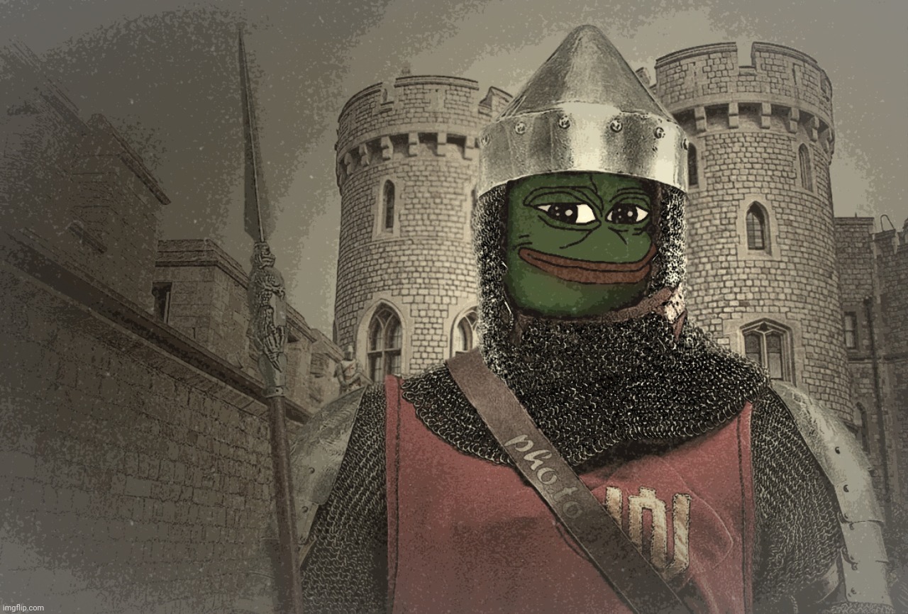 Pepe Knight at the Norman Gate Of Windsor Castle | image tagged in pepe,pepe knight,norman gate of windsor castle,i did not make this,repost | made w/ Imgflip meme maker