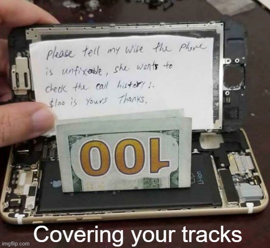 Not cool.... |  Covering your tracks | image tagged in fun,not fun,funny not funny,cheating husband,cheater,bro not cool | made w/ Imgflip meme maker