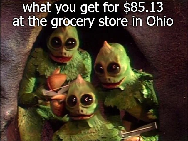 Iowa | what you get for $85.13 at the grocery store in Ohio | image tagged in ohio | made w/ Imgflip meme maker