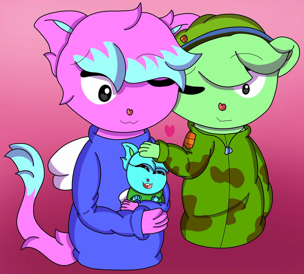 flippy, kitty and flipper drawn by LunarPikaa Blank Meme Template