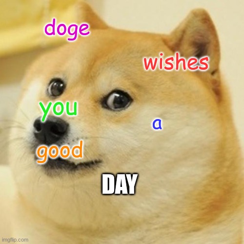 :) | doge; wishes; you; a; good; DAY | image tagged in memes,doge | made w/ Imgflip meme maker