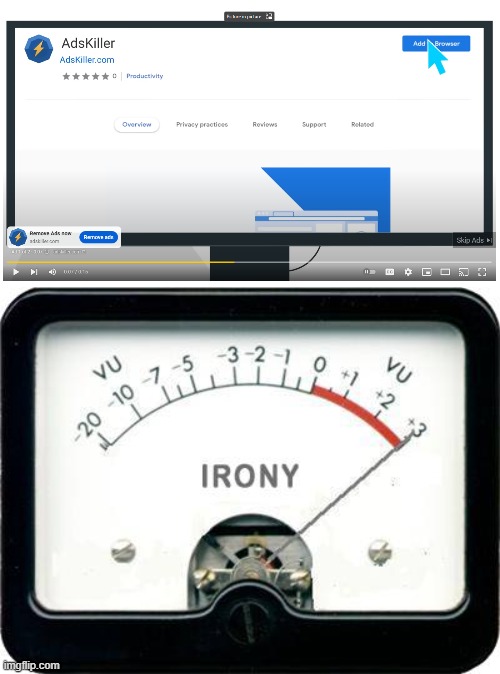 ads saying that they will remove ads | image tagged in irony meter,youtube ads,ads,irony | made w/ Imgflip meme maker