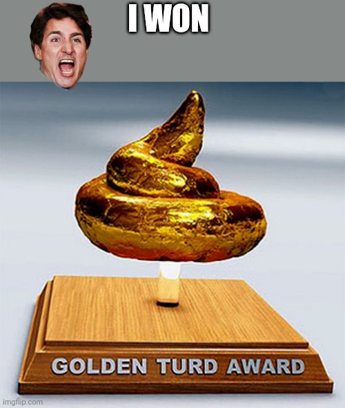golden turd award | I WON | image tagged in golden turd award | made w/ Imgflip meme maker
