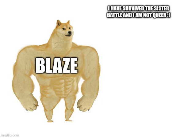 I HAVE SURVIVED THE SISTER BATTLE AND I AM NOT QUEEN :( BLAZE | made w/ Imgflip meme maker