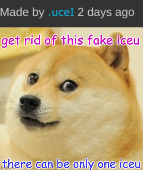 get rid of this fake iceu; there can be only one iceu | image tagged in memes,doge | made w/ Imgflip meme maker