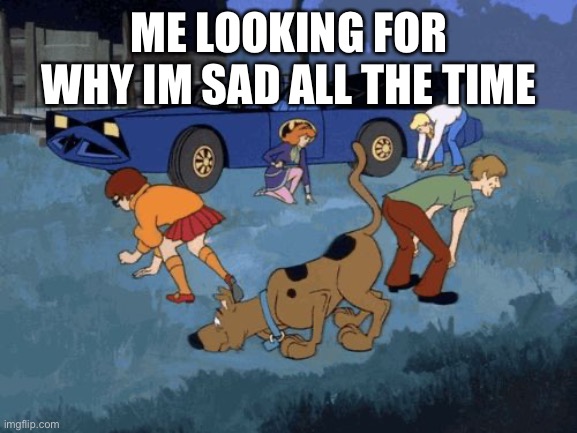 Scooby Doo Search | ME LOOKING FOR WHY IM SAD ALL THE TIME | image tagged in scooby doo search | made w/ Imgflip meme maker