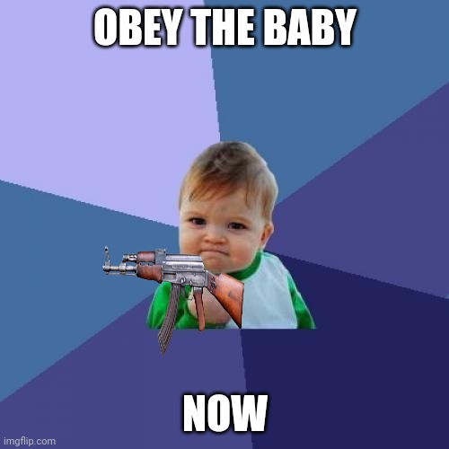 Success Kid | OBEY THE BABY; NOW | image tagged in memes,success kid | made w/ Imgflip meme maker
