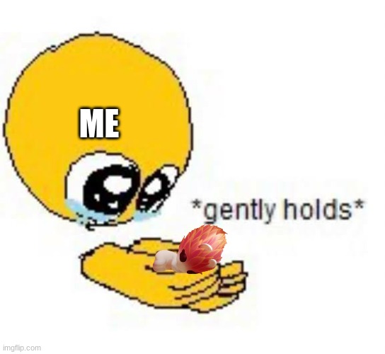 It's so cute | ME | image tagged in gently holds emoji | made w/ Imgflip meme maker