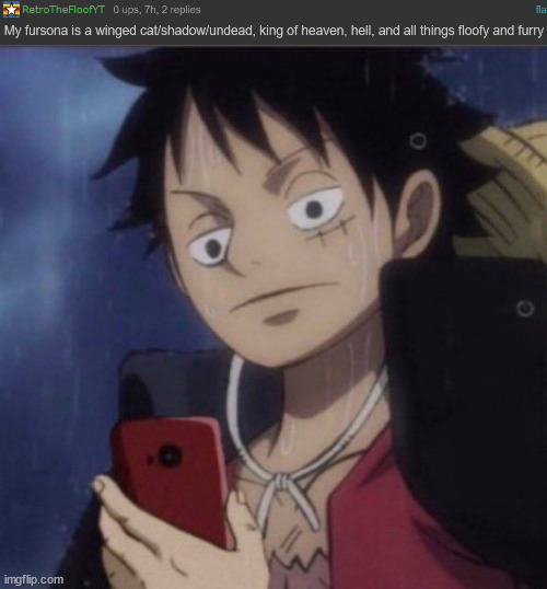 if your 20 years old and you have a fursona like that there's something seriously wrong with you | image tagged in luffy phone | made w/ Imgflip meme maker