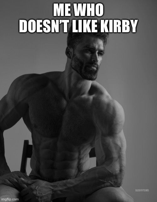 Giga Chad | ME WHO DOESN’T LIKE KIRBY | image tagged in giga chad | made w/ Imgflip meme maker