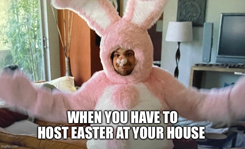 Easter at Your House | WHEN YOU HAVE TO HOST EASTER AT YOUR HOUSE | image tagged in turtle the bunny | made w/ Imgflip meme maker