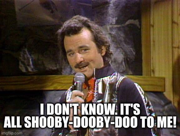 Bill Murray Lounge Singer | I DON'T KNOW. IT'S ALL SHOOBY-DOOBY-DOO TO ME! | image tagged in bill murray lounge singer | made w/ Imgflip meme maker