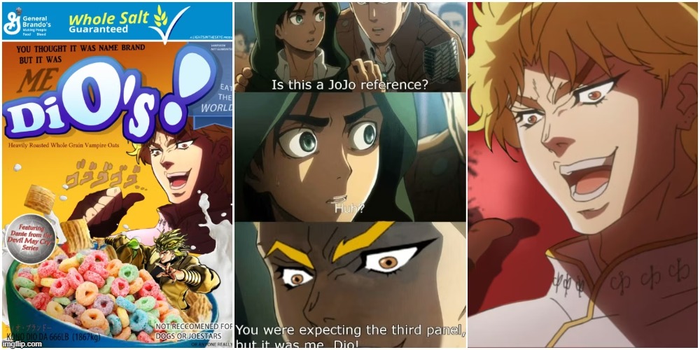 Image tagged in kono dio da  Jojo's bizarre adventure anime, Jojo memes,  Jojo bizzare adventure