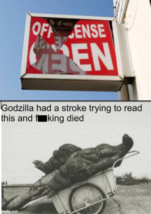 WHAT?!?! | image tagged in godzilla,design fails,memes,you had one job,failure,godzilla had a stroke trying to read this and fricking died | made w/ Imgflip meme maker