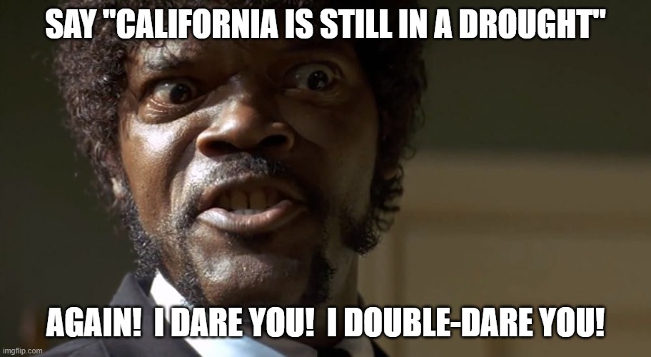  Samuel L Jackson say one more time  | SAY "CALIFORNIA IS STILL IN A DROUGHT"; AGAIN!  I DARE YOU!  I DOUBLE-DARE YOU! | image tagged in samuel l jackson say one more time,memes | made w/ Imgflip meme maker