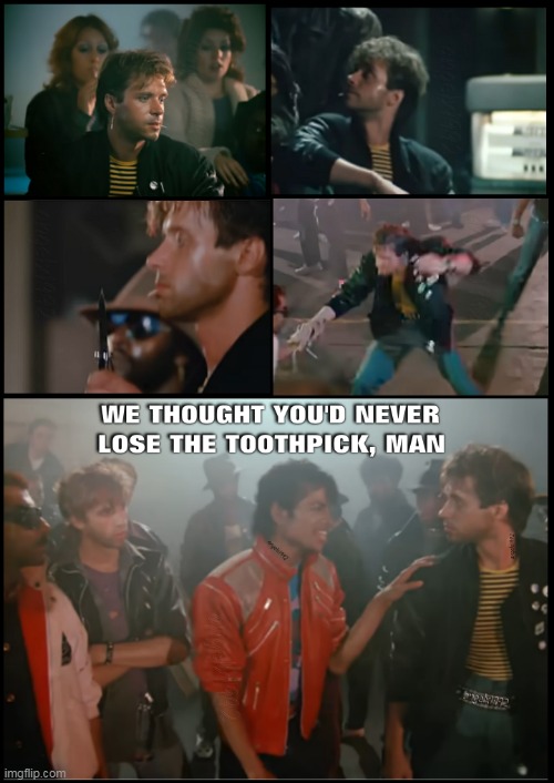 image tagged in michael jackson,80s music,toothpick,dancing,gangster,pop music | made w/ Imgflip meme maker