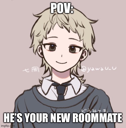 I know this is an overused prompt but eh I like it | POV:; HE’S YOUR NEW ROOMMATE | image tagged in roleplaying,image | made w/ Imgflip meme maker
