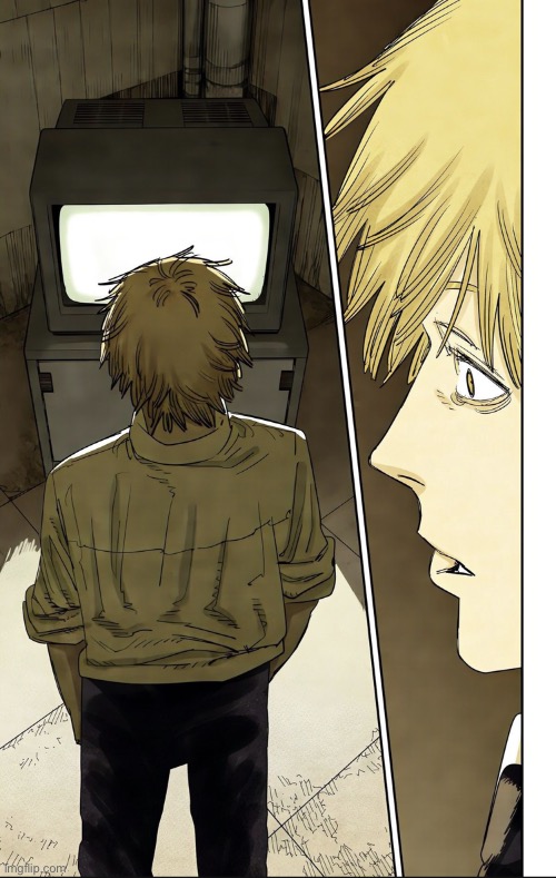 Denji looking at tv | image tagged in denji looking at tv | made w/ Imgflip meme maker