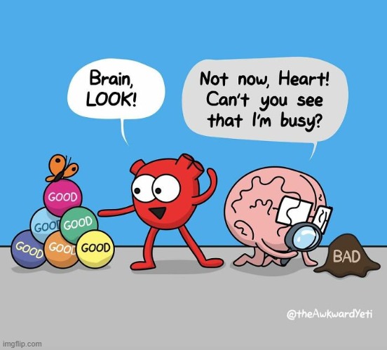 image tagged in brain,heart,good,bad | made w/ Imgflip meme maker