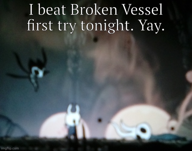 So that's cool. | I beat Broken Vessel first try tonight. Yay. | made w/ Imgflip meme maker