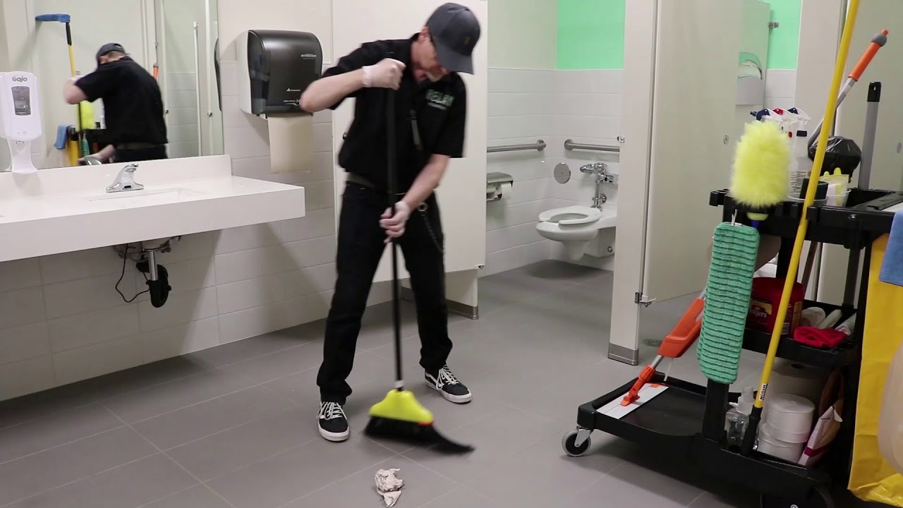 Janitor cleaning bathroom Blank Meme Template