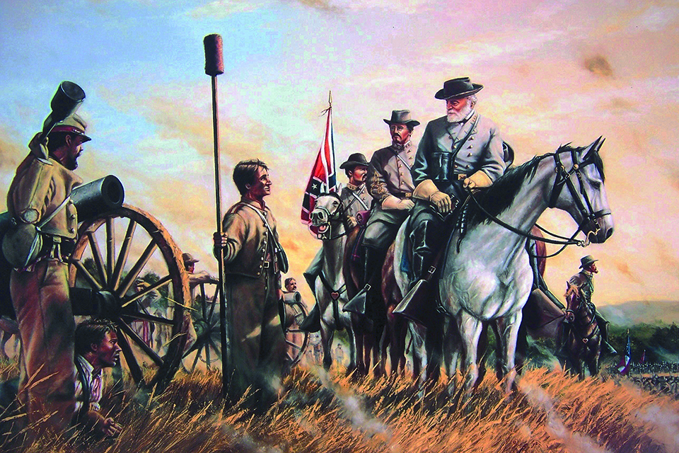 General Robert E. Lee visiting his son at the front lines Blank Meme Template