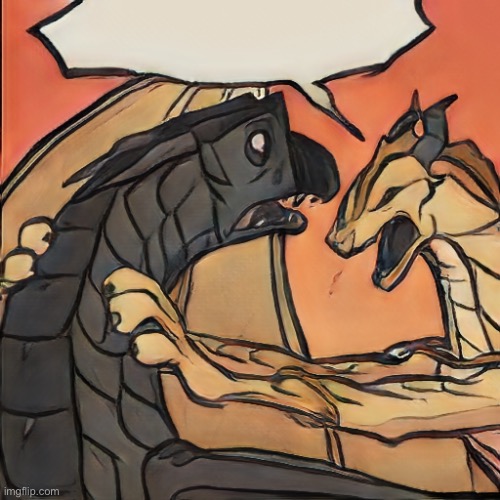 Thorn yelling at a guy but this time it’s a soft painting | image tagged in balls,wings of fire,something out of context,no context | made w/ Imgflip meme maker