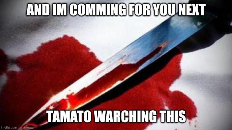 Bloody Knife | AND IM COMMING FOR YOU NEXT TAMATO WARCHING THIS | image tagged in bloody knife | made w/ Imgflip meme maker