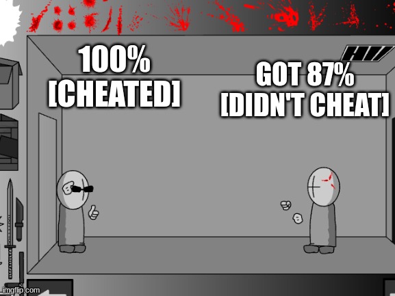100% [CHEATED] GOT 87% [DIDN'T CHEAT] | made w/ Imgflip meme maker