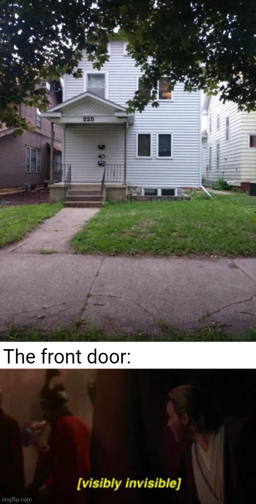 No door | The front door: | image tagged in visibly invisible,you had one job,house,houses,memes,door | made w/ Imgflip meme maker