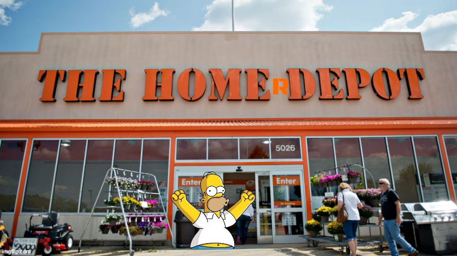 homer depot | R | image tagged in home depot,the simpsons,disney,20th century fox,fake | made w/ Imgflip meme maker