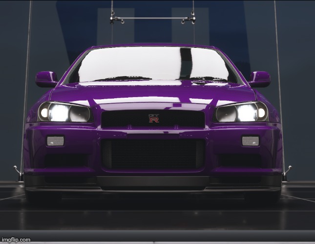 GT-R R34 "Purple Ghost" but in Forza Horizon 5 | image tagged in nissan skyline gt-r r34,forza horizon 5,forza | made w/ Imgflip meme maker