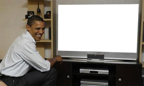 Obama watching tv Blank Meme Template