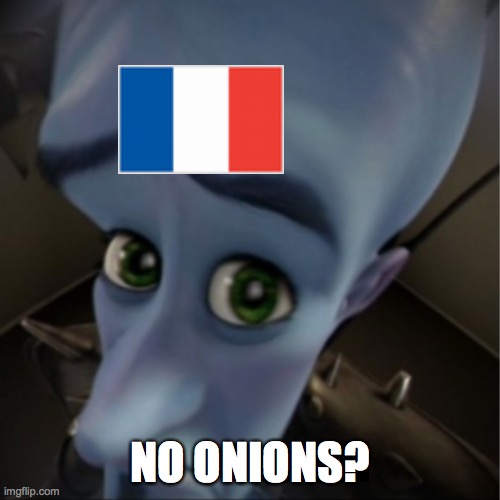 in the fr*nch anthem, the fr*nch says that austria gets no onions | NO ONIONS? | image tagged in megamind peeking | made w/ Imgflip meme maker