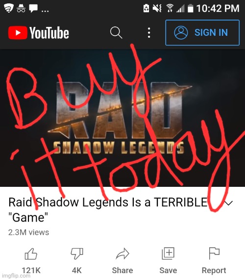 Raid Shadow Legends is a Terrible "Game" | image tagged in raid shadow legends is a terrible game | made w/ Imgflip meme maker