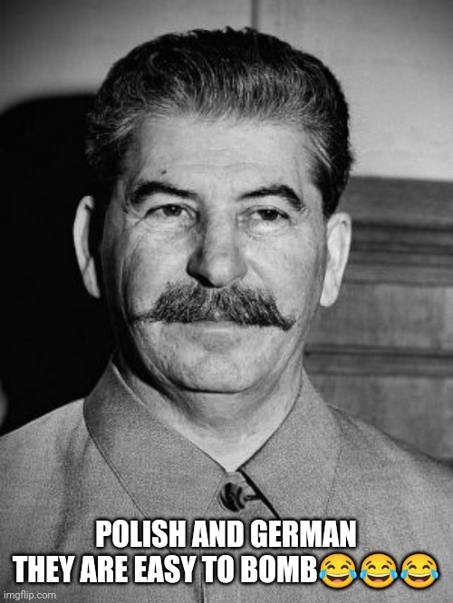 Hhahahahh Gulag  | POLISH AND GERMAN THEY ARE EASY TO BOMB😂😂😂 | image tagged in funny,stalin,joseph stalin,gulag,germany,poland | made w/ Imgflip meme maker