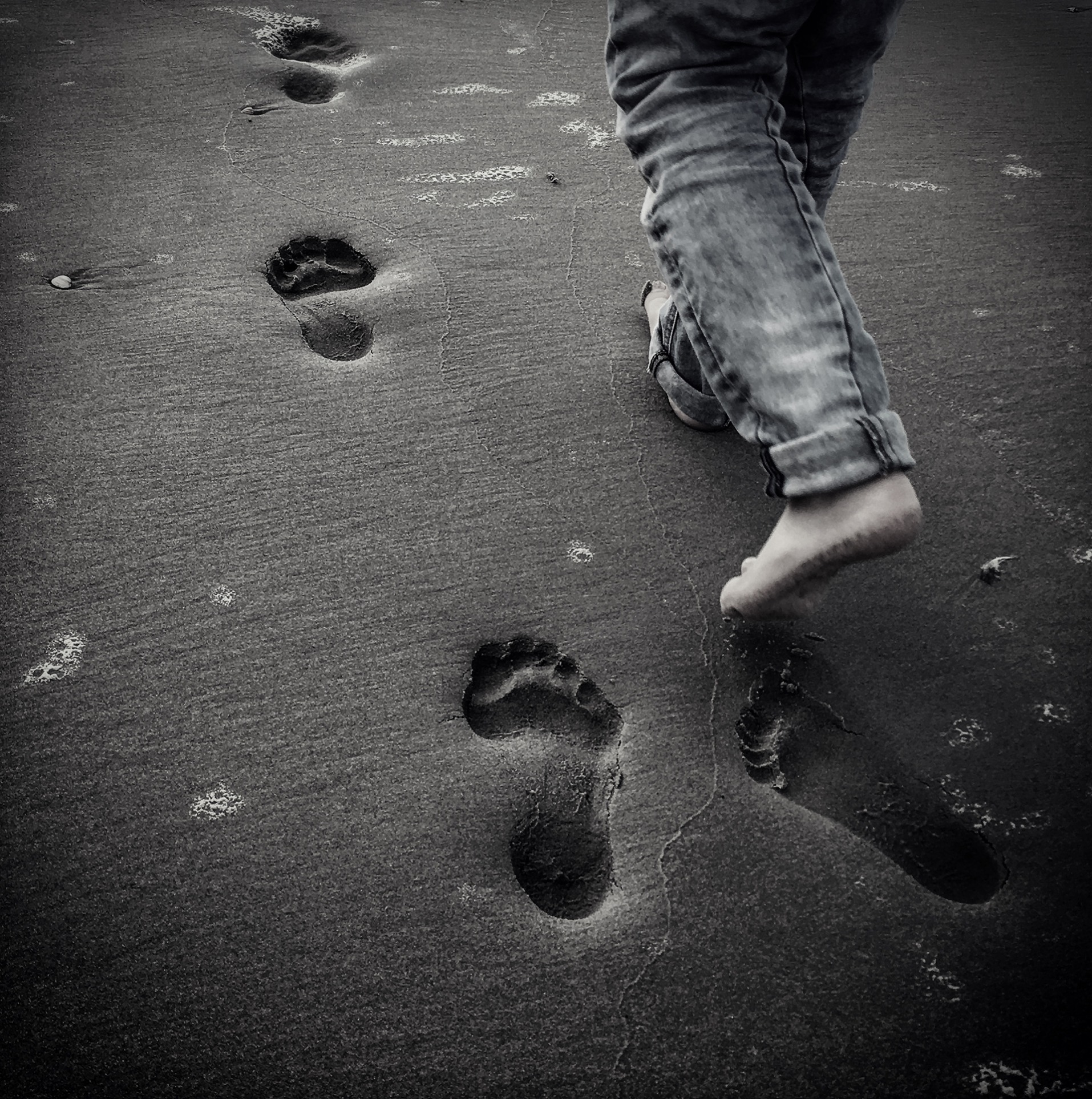 High Quality footsteps in the sand Blank Meme Template