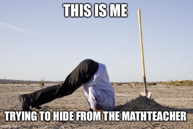 Ignorance | THIS IS ME; TRYING TO HIDE FROM THE MATHTEACHER | image tagged in ignorance | made w/ Imgflip meme maker