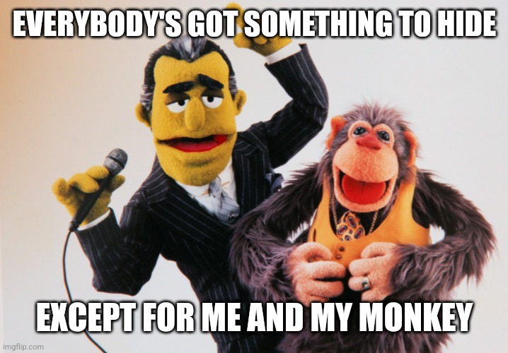 Beatles Reference |  EVERYBODY'S GOT SOMETHING TO HIDE; EXCEPT FOR ME AND MY MONKEY | image tagged in muppets,the beatles | made w/ Imgflip meme maker