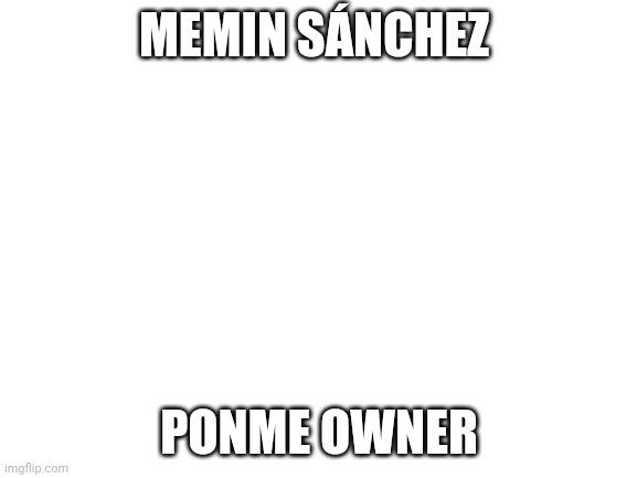 Blank White Template | MEMIN SÁNCHEZ; PONME OWNER | image tagged in blank white template | made w/ Imgflip meme maker