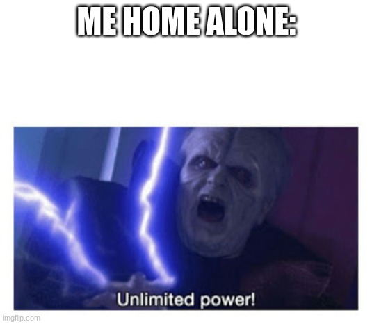 unlimited power | ME HOME ALONE: | image tagged in unlimited power | made w/ Imgflip meme maker