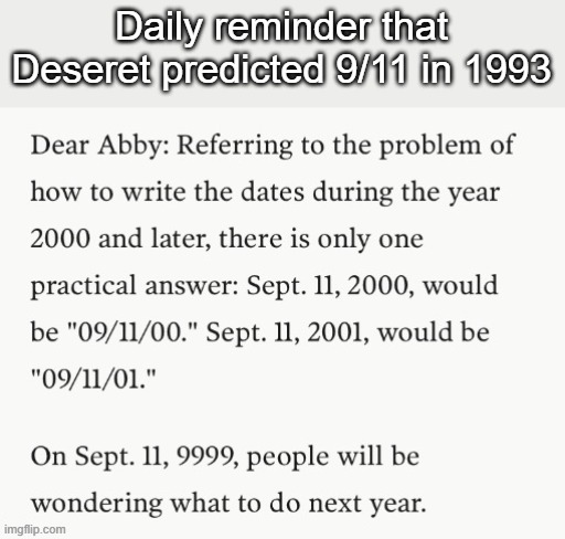 Daily reminder that Deseret predicted 9/11 in 1993 | made w/ Imgflip meme maker