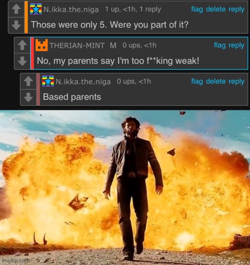 Get | image tagged in guy walking away from explosion,balls,cry about it | made w/ Imgflip meme maker
