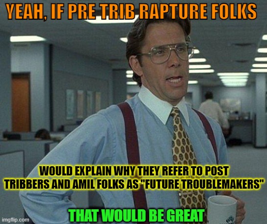 Yeah if you could  | YEAH, IF PRE TRIB RAPTURE FOLKS; WOULD EXPLAIN WHY THEY REFER TO POST TRIBBERS AND AMIL FOLKS AS "FUTURE TROUBLEMAKERS"; THAT WOULD BE GREAT | image tagged in yeah if you could | made w/ Imgflip meme maker