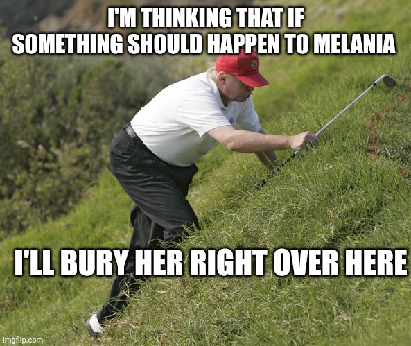 People are saying that other people fall out of windows | I'M THINKING THAT IF SOMETHING SHOULD HAPPEN TO MELANIA; I'LL BURY HER RIGHT OVER HERE | image tagged in trump golfing,falling down,stripper pole,trip,oops | made w/ Imgflip meme maker