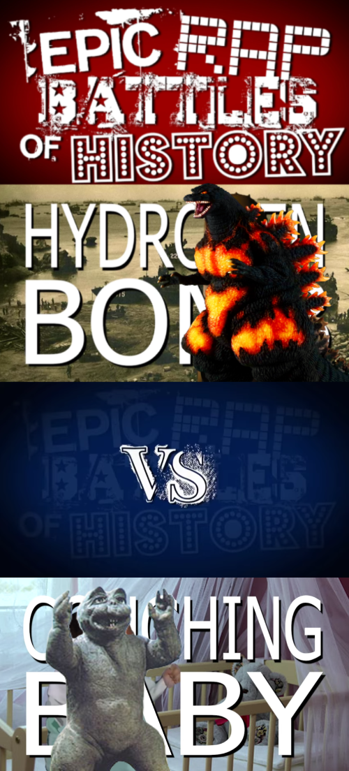 High Quality Epic Rap Battles of History: burning godzilla vs minilla Blank Meme Template