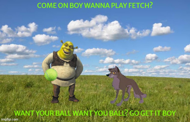 playing fetch with balto | COME ON BOY WANNA PLAY FETCH? WANT YOUR BALL WANT YOU BALL? GO GET IT BOY | image tagged in grassland,universal studios,dreamworks,dogs,wolves,fetch | made w/ Imgflip meme maker