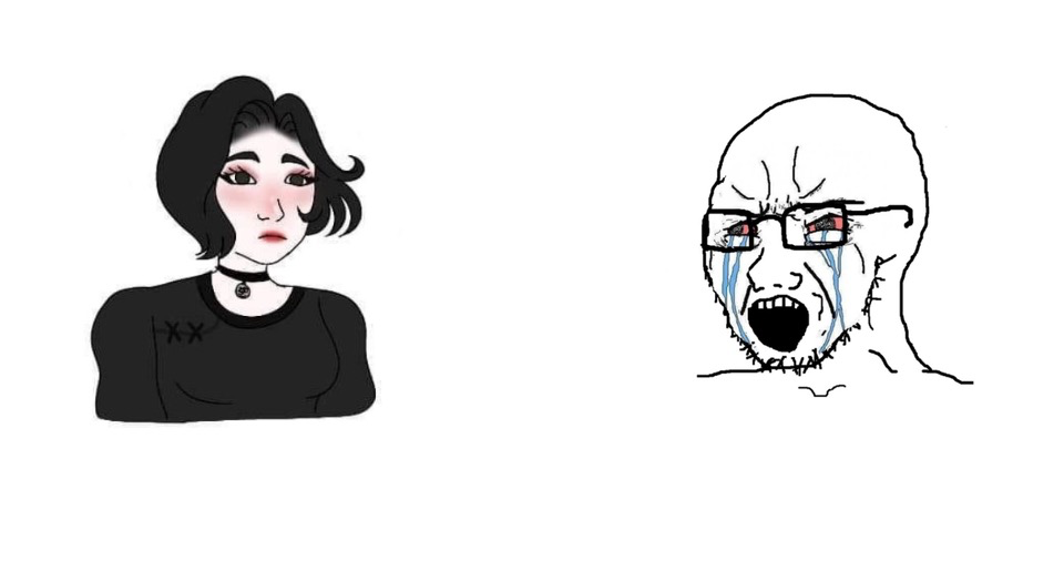 Doomer girl vs. crying wojak Blank Template - Imgflip